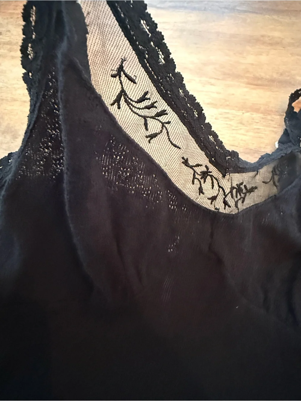 Free People. Black Cotton Lace/Pointelle Cami Tank. Size Small.